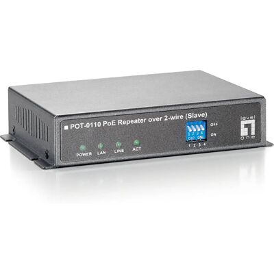 LevelOne POT-0110 Netzwerk-Repeater - 400m, 100Mbps, PoE, Schwarz LevelOne POT-0110 Netzwerk-Repeater - 400m, 100Mbps, PoE, Schwarz