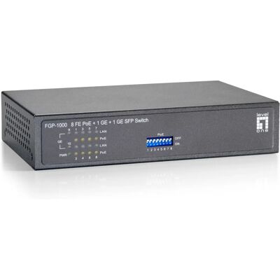 Switch FGP-1000 de LevelOne - 8 Puertos PoE Ethernet Gigabit Switch FGP-1000 de LevelOne - 8 Puertos PoE Ethernet Gigabit