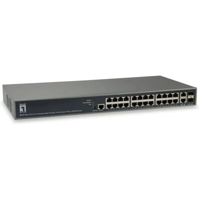 Switch gestionado gigabit de capa 3 LevelOne GEP-2682 - 24 puertos, 370W Switch gestionado gigabit de capa 3 LevelOne GEP-2682 - 24 puertos, 370W