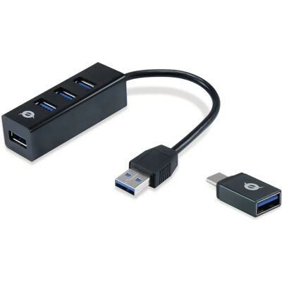 Conceptronic HUBBIES04B USB 3.2 Hub - Black Conceptronic HUBBIES04B USB 3.2 Hub - Black