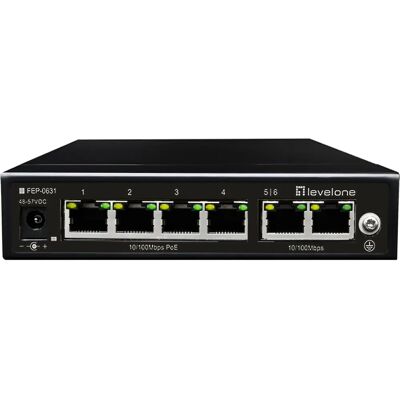 LevelOne FEP-0631 6-Port Fast Ethernet PoE Switch - Schwarz LevelOne FEP-0631 6-Port Fast Ethernet PoE Switch - Schwarz