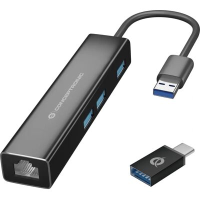 Conceptronic DONN07BA USB 3.2 Hub Ethernet - Μαύρο Conceptronic DONN07BA USB 3.2 Hub Ethernet - Μαύρο