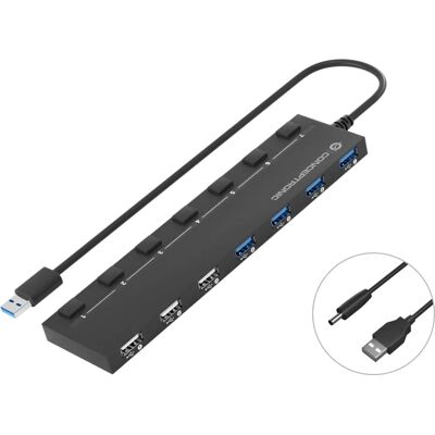 Conceptronic HUBBIES09B Hub USB 3.0/2.0 7 Puertos - Negro Conceptronic HUBBIES09B Hub USB 3.0/2.0 7 Puertos - Negro