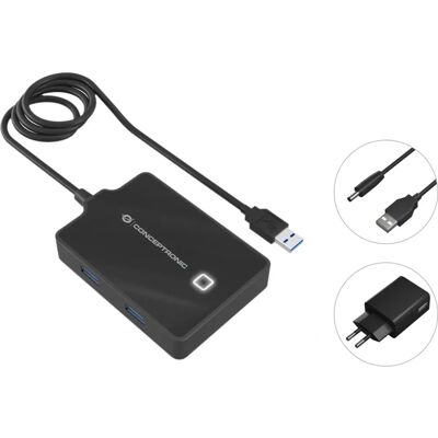 Conceptronic HUBBIES11BP Hub USB 4 Porte - Nero Conceptronic HUBBIES11BP Hub USB 4 Porte - Nero