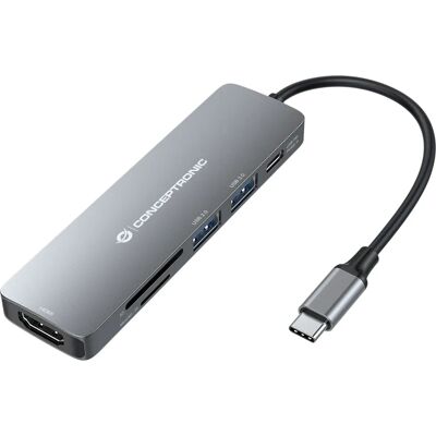 Conceptronic DONN11G USB Hub - Gri - USB 3.2 Gen 1, 6 Porturi Conceptronic DONN11G USB Hub - Gri - USB 3.2 Gen 1, 6 Porturi