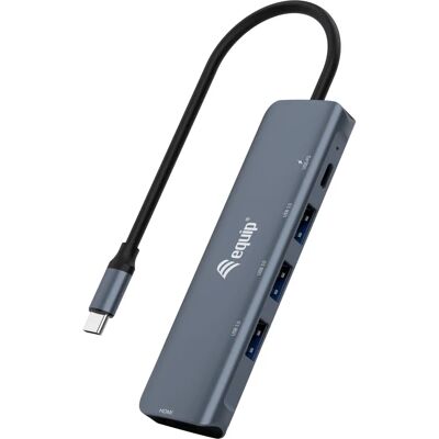 Equip 133487 Hub USB - Noir, Gris - 4K HDMI, Ethernet, USB-C, USB-A Equip 133487 Hub USB - Noir, Gris - 4K HDMI, Ethernet, USB-C, USB-A