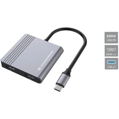 Conceptronic DONN13G Stație de andocare - Dual HDMI - USB-C - 4K 30Hz Conceptronic DONN13G Stație de andocare - Dual HDMI - USB-C - 4K 30Hz