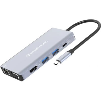 Conceptronic Donn20g - USB Hub, Typ-C, Grau, 10 Anschlüsse Conceptronic Donn20g - USB Hub, Typ-C, Grau, 10 Anschlüsse