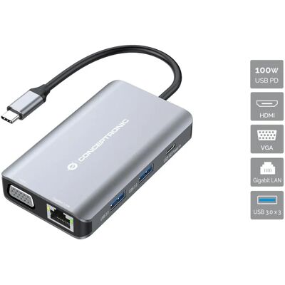 Conceptronic DONN21G Laptop Dock - USB-C, Grau Conceptronic DONN21G Laptop Dock - USB-C, Grau