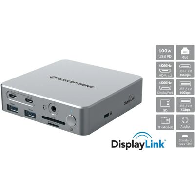 Conceptronic DONN25G Dock pentru laptop - Argintiu - USB 3.2 Gen 2 Conceptronic DONN25G Dock pentru laptop - Argintiu - USB 3.2 Gen 2