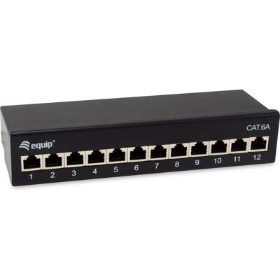 Equip 326622 Panneau de brassage - 12 ports RJ45 Cat6a FTP, Rack 19", Premium, Noir Equip 326622 Panneau de brassage - 12 ports RJ45 Cat6a FTP, Rack 19", Premium, Noir