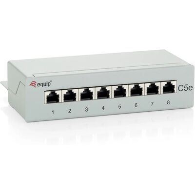 Equip 227308 Patch Panel - 8 Port, Cat5e, Világosszürke - Hálózati kapcsoló Equip 227308 Patch Panel - 8 Port, Cat5e, Világosszürke - Hálózati kapcsoló