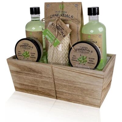 Accentra Olive - 6-delig beauty cadeau set in houten mand Accentra Olive - 6-delig beauty cadeau set in houten mand