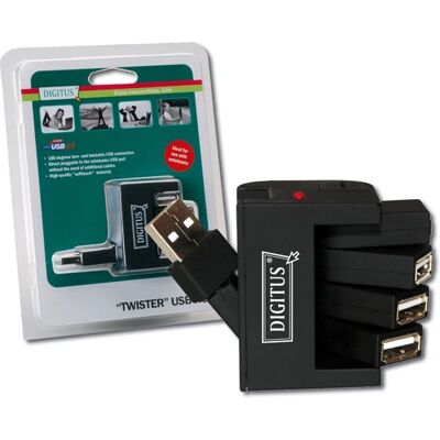 Digitus USB 2.0 Drehbarer Hub 4-Port - USB-Hub Digitus USB 2.0 Drehbarer Hub 4-Port - USB-Hub
