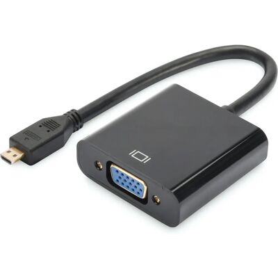 Digitus DA-70460 Zwarte Micro HDMI naar VGA Adapter Digitus DA-70460 Zwarte Micro HDMI naar VGA Adapter