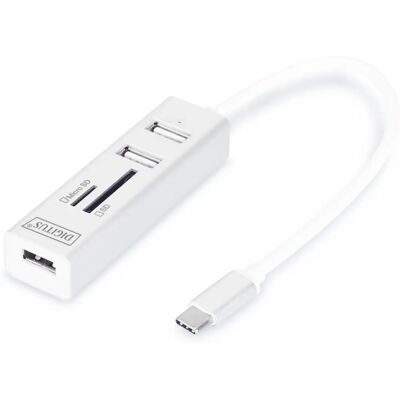 Digitus DA-70243 USB Hub and Card Reader - White Digitus DA-70243 USB Hub and Card Reader - White