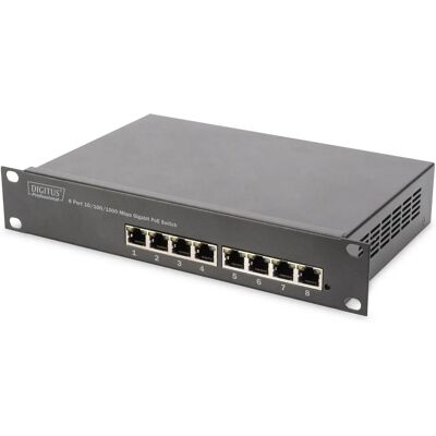 Digitus - DN-95317 - 8-Port Gigabit Ethernet PoE Switch - Grey Digitus - DN-95317 - 8-Port Gigabit Ethernet PoE Switch - Grey