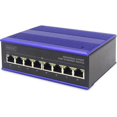 Switch de rețea industrial Digitus 8 porturi - Ethernet - Negru/Albastru Switch de rețea industrial Digitus 8 porturi - Ethernet - Negru/Albastru