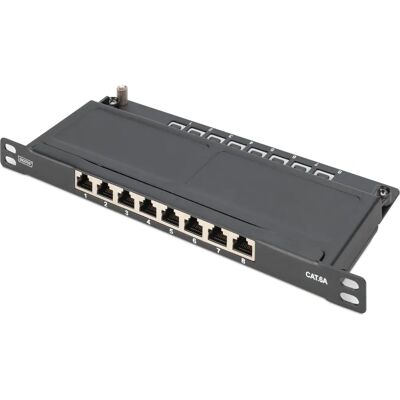 Digitus - Panel de conexión - Cat 6a, Blindado - Montaje en pared o rack - 8 puertos Digitus - Panel de conexión - Cat 6a, Blindado - Montaje en pared o rack - 8 puertos