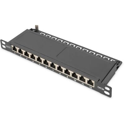 Digitus Magas sűrűségű 12-poros patch panel - Cat 6A, árnyékolt Digitus Magas sűrűségű 12-poros patch panel - Cat 6A, árnyékolt