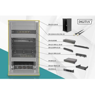 Digitus Schwarzes Wandmontage Netzwerk Rack 12U 10 Zoll 592x312x300mm Digitus Schwarzes Wandmontage Netzwerk Rack 12U 10 Zoll 592x312x300mm