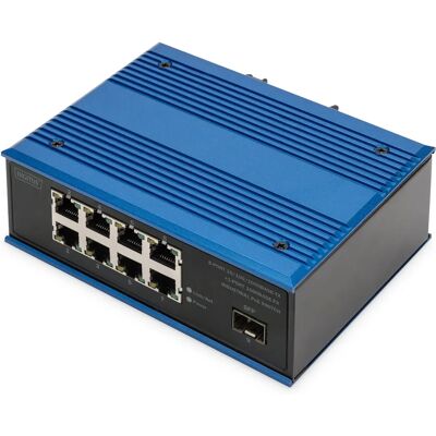 Digitus Switch Industriale PoE a 8 Porte - Nero, Blu Digitus Switch Industriale PoE a 8 Porte - Nero, Blu
