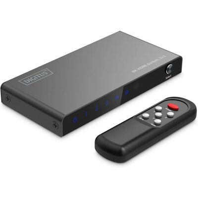 Digitus DS-55333 Videow switch - HDMI 8K, 3+1 Ports, LED, Fernbedienung, Metall Digitus DS-55333 Videow switch - HDMI 8K, 3+1 Ports, LED, Fernbedienung, Metall