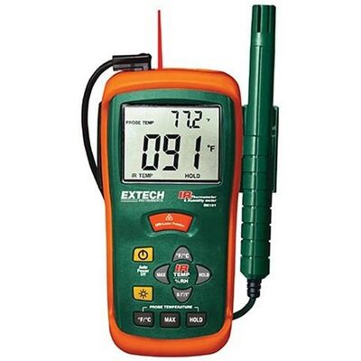 Extech RH101 Infrarood Thermometer & Hygrometer - Lucht & Oppervlaktetemperatuur Extech RH101 Infrarood Thermometer & Hygrometer - Lucht & Oppervlaktetemperatuur