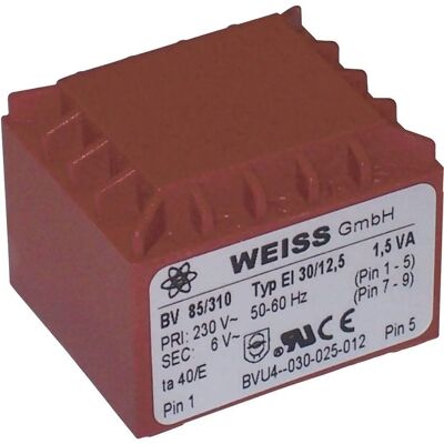 Weiss Elektrotechnik 85/315 Transformateur - PCB, 230V à 24V AC, 1.50 VA - Publicité Weiss Elektrotechnik 85/315 Transformateur - PCB, 230V à 24V AC, 1.50 VA - Publicité