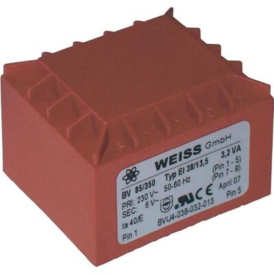 Weiss Elektrotechnik 85/350 Transformator - 230V/6V PCB-Montage Weiss Elektrotechnik 85/350 Transformator - 230V/6V PCB-Montage