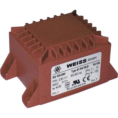 Weiss Elektrotechnik 85/382 Transformator - 230V, 12V/AC, 16VA Weiss Elektrotechnik 85/382 Transformator - 230V, 12V/AC, 16VA
