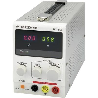 Basetech BT-153 Adjustable Laboratory Power Supply - 0-15V 0-3A 45W Basetech BT-153 Adjustable Laboratory Power Supply - 0-15V 0-3A 45W