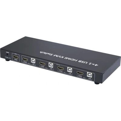 SpeaKa Professional 4-poorts HDMI USB KVM-schakelaar - Zwart SpeaKa Professional 4-poorts HDMI USB KVM-schakelaar - Zwart