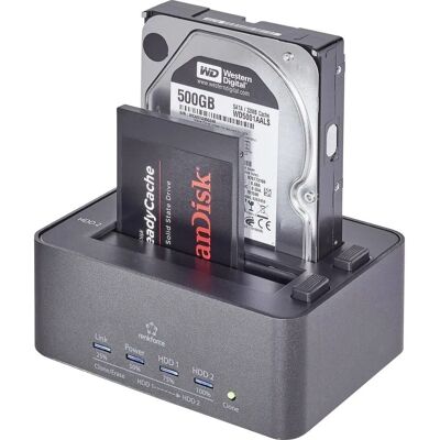 Renkforce rf-docking-08 USB 3.2 Gen 1 SATA 2 Poort HDD Docking Station - Klonen & Wissen Renkforce rf-docking-08 USB 3.2 Gen 1 SATA 2 Poort HDD Docking Station - Klonen & Wissen
