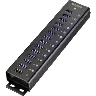 Renkforce RF-3897144 USB Hub 13-poorten Aluminium Wandmontage Sneloplader Renkforce RF-3897144 USB Hub 13-poorten Aluminium Wandmontage Sneloplader