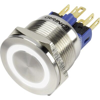 TRU COMPONENTS GQ22S-11E/W/12V Bouton antivandalisme - IP65 TRU COMPONENTS GQ22S-11E/W/12V Bouton antivandalisme - IP65