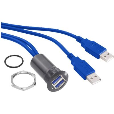 TRU Components USB-13-BK - USB 3.0-portar, 2 x Type A, 60cm Kabel TRU Components USB-13-BK - USB 3.0-portar, 2 x Type A, 60cm Kabel