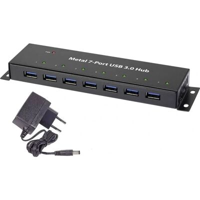 Renkforce 7-Port USB 3 Hub Metall mit Netzteil - USB Hub Renkforce 7-Port USB 3 Hub Metall mit Netzteil - USB Hub