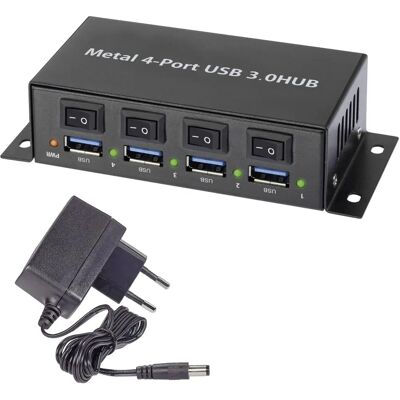 Renkforce RF-3955362 USB-Hub 4 Portar - Metall, Väggmontering Renkforce RF-3955362 USB-Hub 4 Portar - Metall, Väggmontering