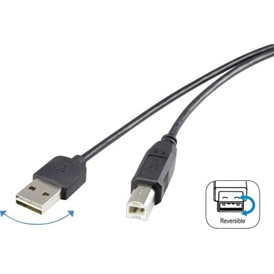 Cavo USB Renkforce - USB 2.0 A/B reversibile, 1.80m, Nero - Dati e Alimentazione Cavo USB Renkforce - USB 2.0 A/B reversibile, 1.80m, Nero - Dati e Alimentazione
