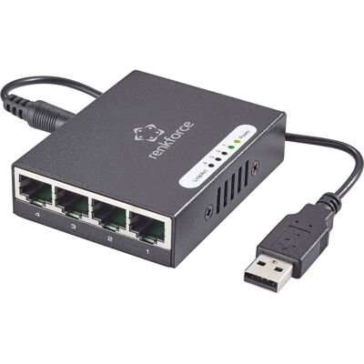 Renkforce RF-4270245 Netværksswitch - 4 Porte, 1 GBit/s, USB-strømforsyning Renkforce RF-4270245 Netværksswitch - 4 Porte, 1 GBit/s, USB-strømforsyning