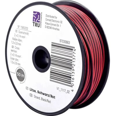 TRU COMPONENTS 1565203 Kabel - 50 m, Schwarz & Rot TRU COMPONENTS 1565203 Kabel - 50 m, Schwarz & Rot