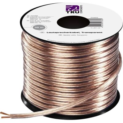 Tru Components 30 m Lautsprecherkabel - Transparent, Hochflexibel, 2 x 0.75 mm² Tru Components 30 m Lautsprecherkabel - Transparent, Hochflexibel, 2 x 0.75 mm²