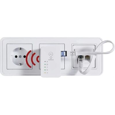 Renkforce RF-AP-N300 Mini WLAN Access Point - 300 Mbit/s - Dual-Antennen - Wandkontakt Renkforce RF-AP-N300 Mini WLAN Access Point - 300 Mbit/s - Dual-Antennen - Wandkontakt