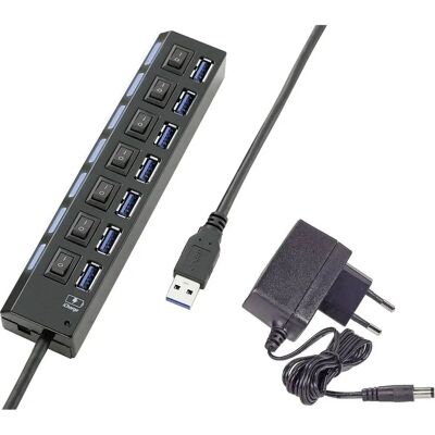 Renkforce RF-4821051 7-Port USB 3 Hub - Schwarz Renkforce RF-4821051 7-Port USB 3 Hub - Schwarz