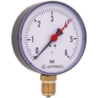 Afriso 63614 Manometer - 0-10 bar - Vertikal - 100mm - 1/2" Afriso 63614 Manometer - 0-10 bar - Vertikal - 100mm - 1/2"
