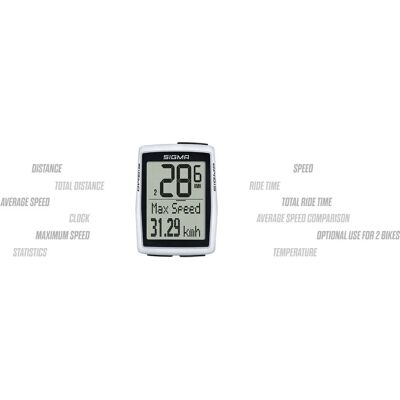 Sigma Sport 12210 Bedrade Fietscomputer Wit - Snelheidmeter Sigma Sport 12210 Bedrade Fietscomputer Wit - Snelheidmeter