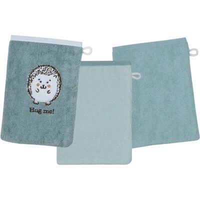 WÖRNER Igel Blau 3er Set - Waschhandschuhset WÖRNER Igel Blau 3er Set - Waschhandschuhset