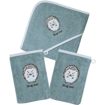 WÖRNER Baby Handtuch Set - Igel Blau Kapuzenbadetuch 3-tlg WÖRNER Baby Handtuch Set - Igel Blau Kapuzenbadetuch 3-tlg