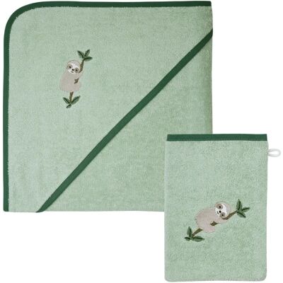 WÖRNER Babyhandtuch-Set - Faultier Kapuzenbadetuch & Waschlappen - 2 Stück WÖRNER Babyhandtuch-Set - Faultier Kapuzenbadetuch & Waschlappen - 2 Stück